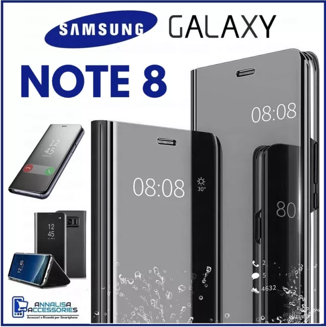 Cover Flip Per Samsung Galaxy Note 8 Custodia A Libro Clear View 360° Nera