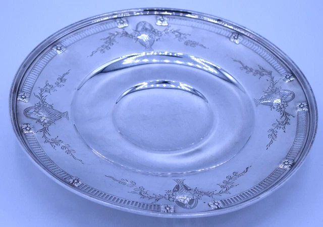 Antique Woodside Sterling Silver 10" Flower Bouquet Reticulated Plate 326g