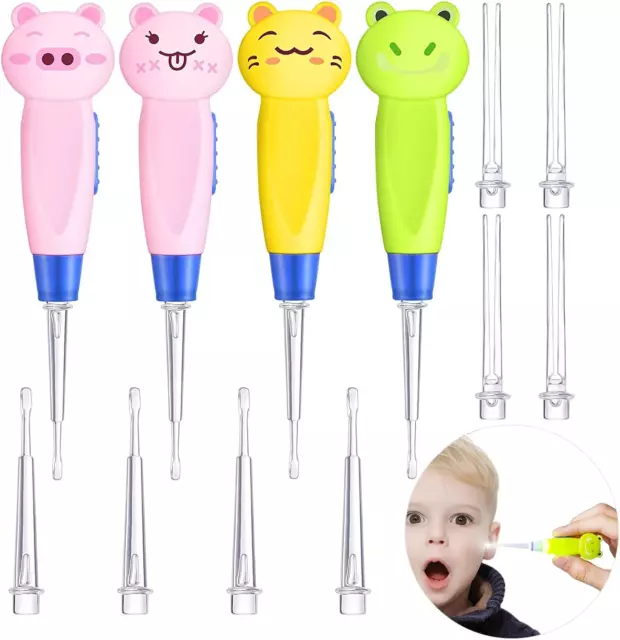 4 PCS Cuillère De Nettoyant Oreille Lumineux, Ear Curette LED, Curette Oreille E 2