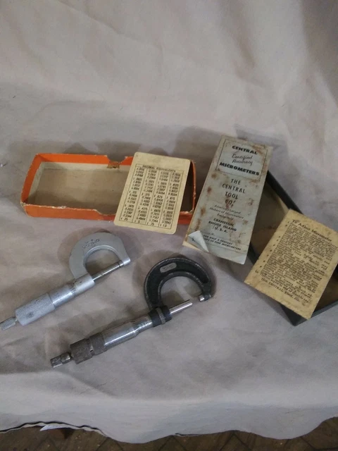 Two Vintage Micrometers Central Tool Co Cranston RI and Omega USA
