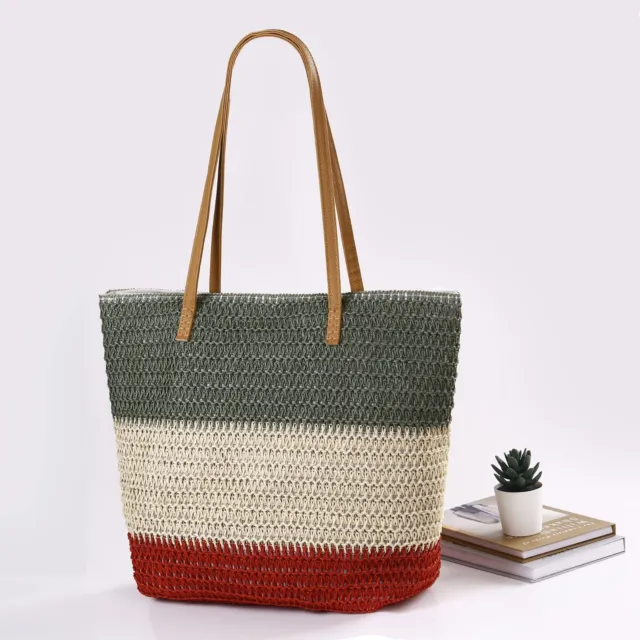 Large Straw Weave Shoulder Travel Bag Women Summer Beach Bags Tote Bags Handbag/