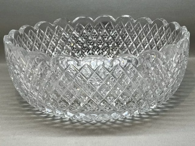 Large Heavy Vintage (Antique?) Cut Glass Fruit Bowl Star Cut Base (P-4224 310)