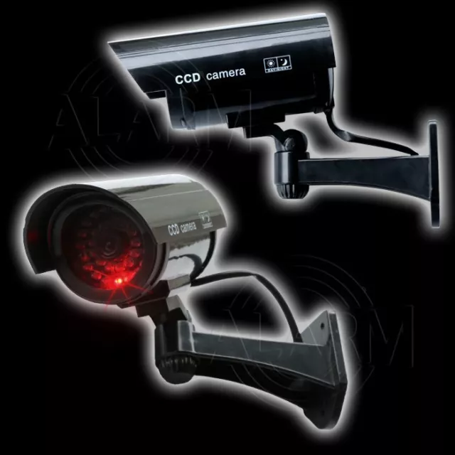 2 x CCD Überwachungskamera Attrappe LED Außen Innen CCTV Dummy Cam Camera Kamera