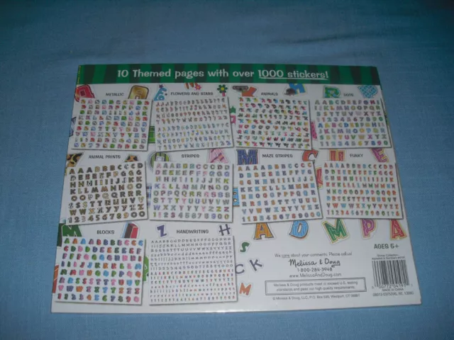 NEW SEALED Melissa & Doug over 1000 Sticker Collection Alphabet & Numbers #4191 2