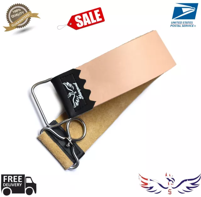 Cowhide Big Wide Leather Sharpening Strop Strap Belt For Straight Razor US