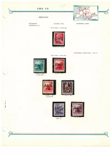 AMG VG Italy Trieste 1946 Definitive Set MLH on Bush Album Page