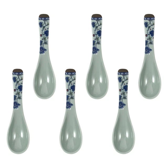 6 cucharaditas de cerámica anticerámica azul blanco cucharaditas de cerámica helado decoración asiática