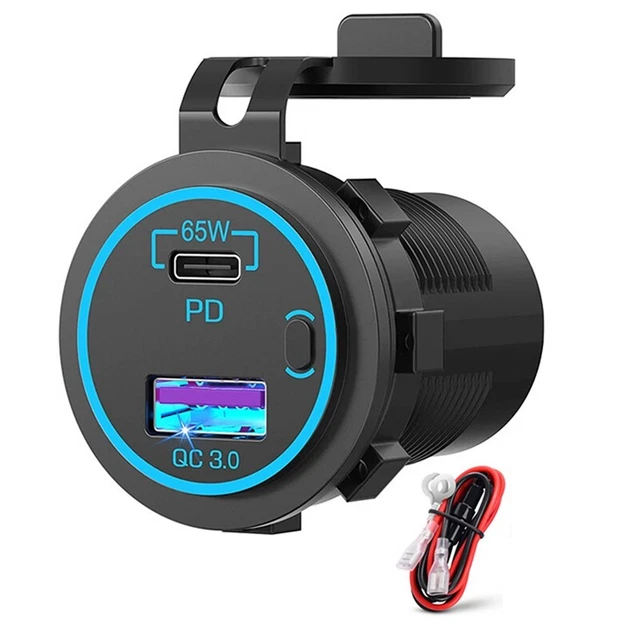 Presa USB per laptop USB C presa di ricarica auto PD 12V nera per auto boot H2Z4