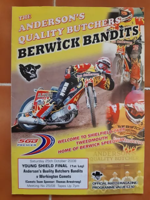 BERWICK vs WORKINGTON SPEEDWAY PROGRAMME 25/10/2008 (VERY GOOD CONDITION)