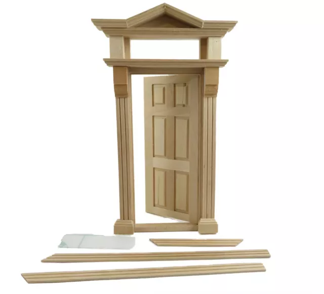 Dollhouse Victorian Front Entrance Door Top Light 6 Panel Wooden External DIY