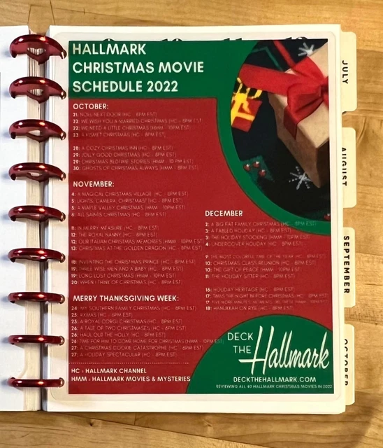 HALLMARK XMAS & Mystery Movie Schedule 2022 Dashboard 4 use with HAPPY