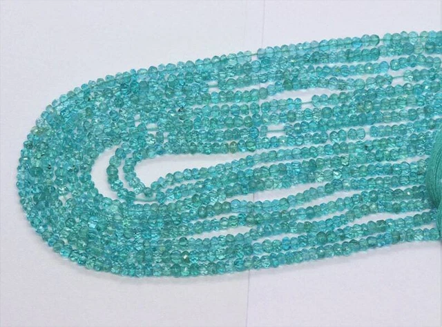 AAA Naturel Bleu Ciel Apatite 3-4mm à Facettes Rondelle Pierres Perles 2 Strand