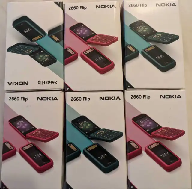 Nokia 4G Dual Sim Dual Display Flip Feature Phone 2660 Flip Green,Pink Unlocked