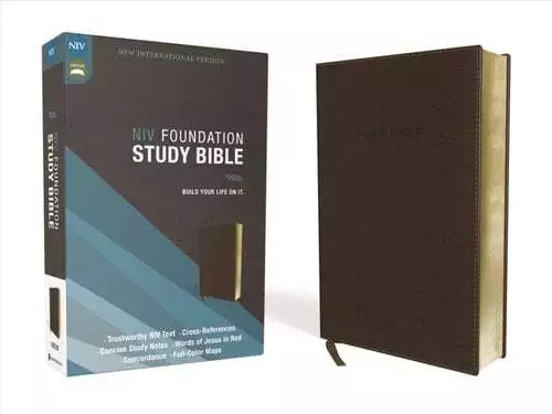 NIV, Foundation Study Bible, Leathersoft, Brown, Red Letter 9780310441878