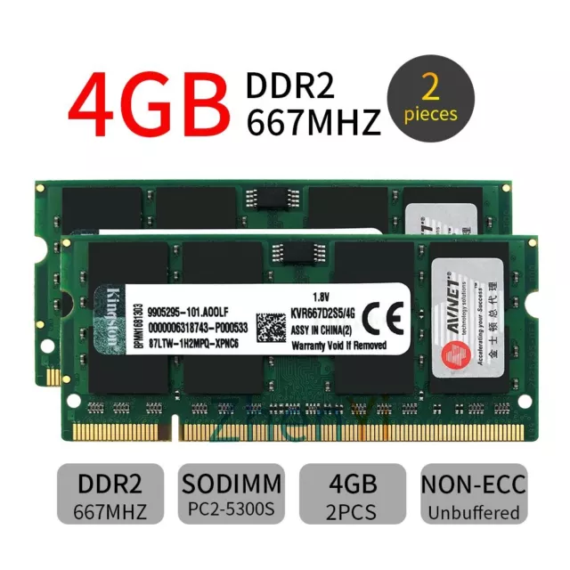8GB 2x 4GB 2GB 1GB DDR2 667MHz KVR667D2S5/4G Laptop Memory RAM Für Kingston DE