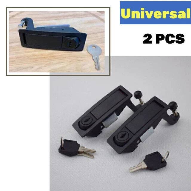 2PCS Universal  Compression Lever Latch Lock w/Key Flush Cabinet Handle RV Boat