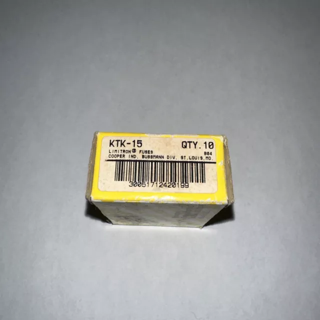 Cooper Bussmann KTK-15 Limitron Fuses - New Box of 10 15 Amp Fuses KTK 15