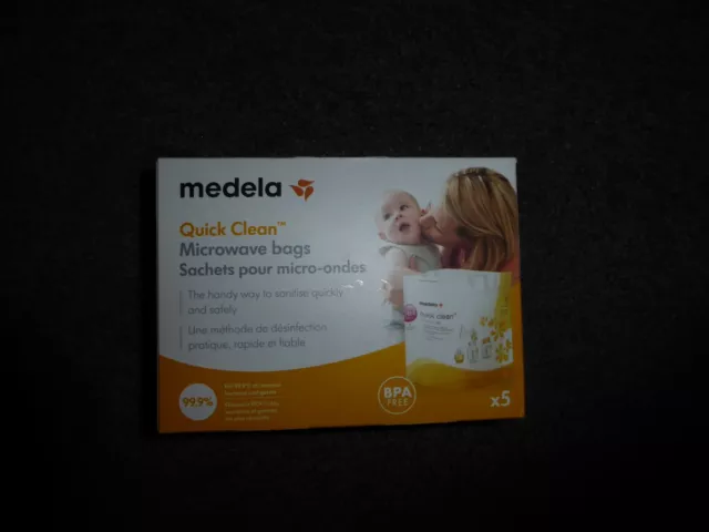 Medela  Quick Clean Microwave bags. Box of 5. BPA Free.New.