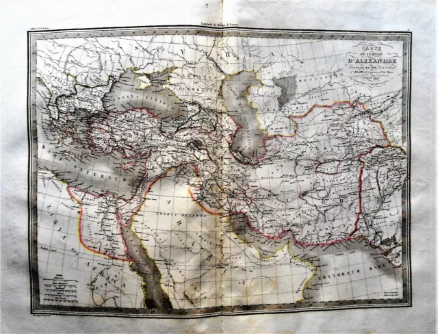 1829c Original Gravure Mappa Geografica dell'Impero di Alessandro. M.LAPIE. 2