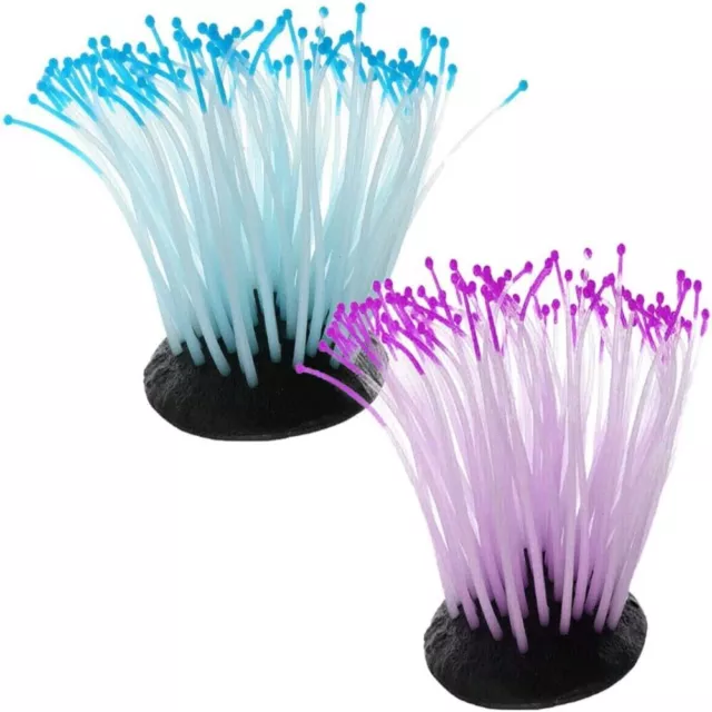 2 PCS Luminous Sea Anemone Landscape Decoration Ornament Coral Plant  Fish Tank