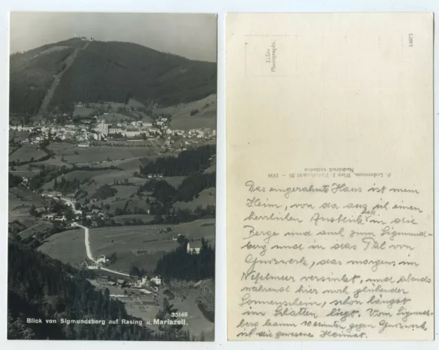 74629 - Blick vom Sigmundsberg auf Rasing u. Marizell - Echtfoto - alte AK