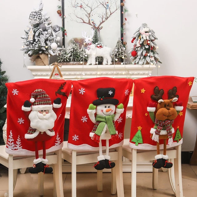 Ensemble de housse de chaise festive améliorer l'atmosphère de Noël à la mai