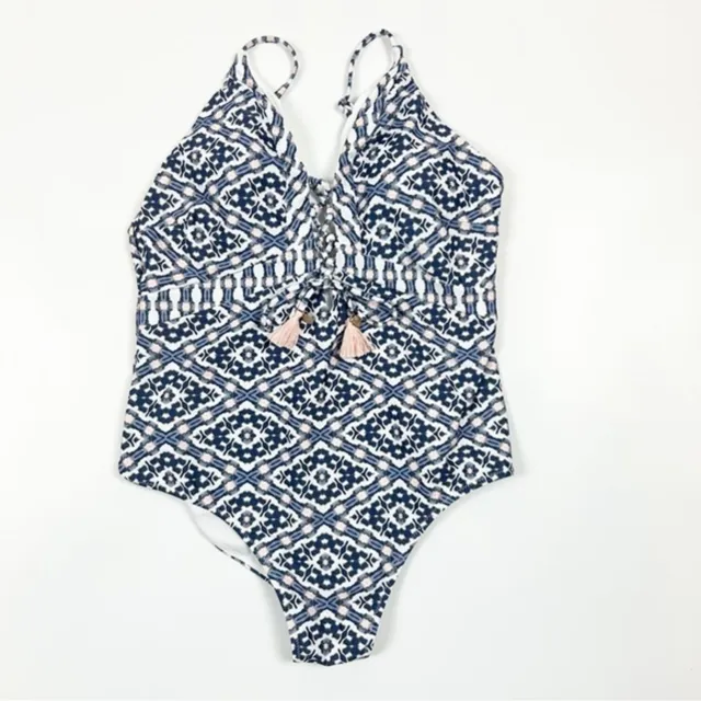 Jessica Simpson Venice Beach Lace-Up One-Piece Swimsuit Size Large NWT