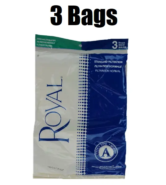 (3) Royal 3088147001 Type A Upright Vacuum Cleaner Paper Bags Fit Royal Uprights