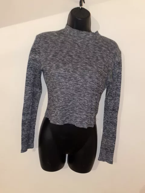 grey long sleeved cropped top size 12