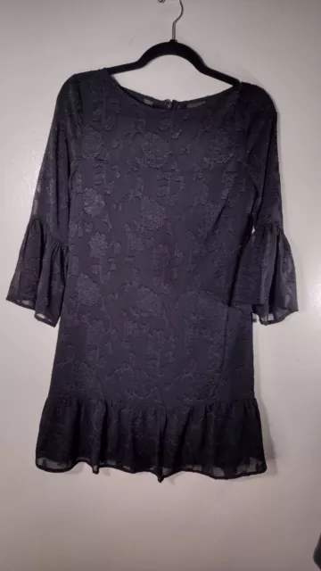 BB Dakota RSVP Black fl 3/4 Sleeve  Dress Size Small 2