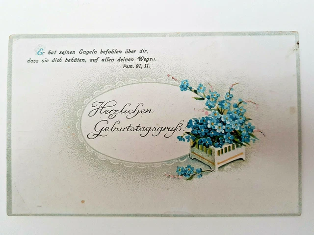 AK HERZLICHEN GEBURTSTAGSGRUSS, christliche Karte mit Spruch ca.1920