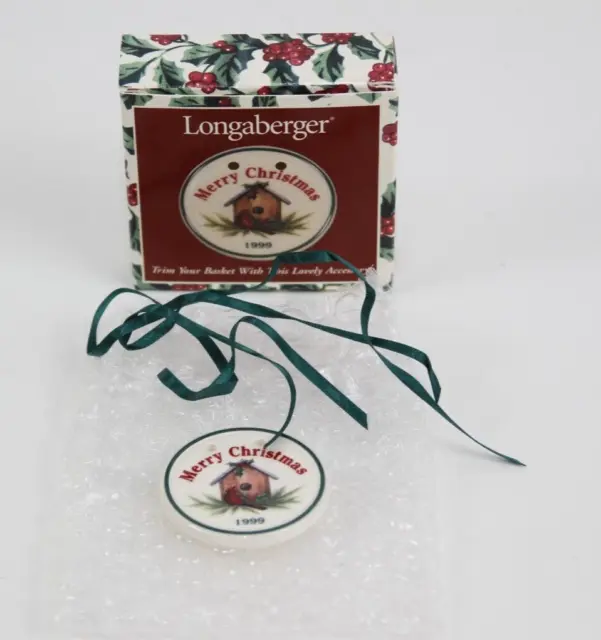 Longaberger 1999 Merry Christmas Birdhouse Cardinal Basket Tie-On