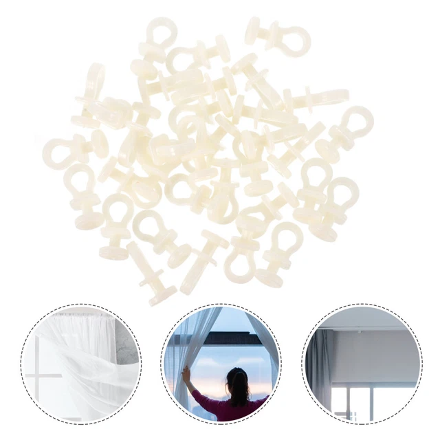 50 Crochets De Rideau En Forme De S Plastique Beige - Pour Rails Et Tiges De Rideaux Voilages - 8
