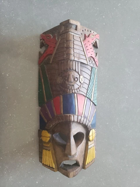 Hand Carved Wooden Mayan Mask