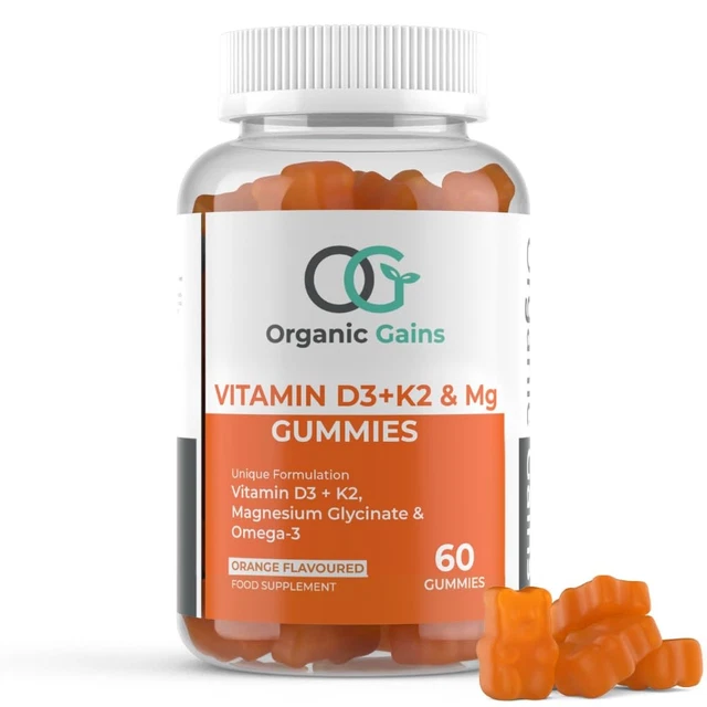 OG VITAMIN D3 K2 Magnesium Glycinate Omega-3 Gummies Orange 60 Count £ ...