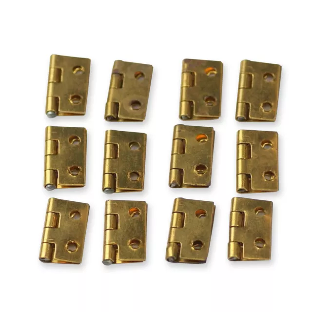 12x Small BRASS HINGES clock case repairs parts clockmakers + other uses