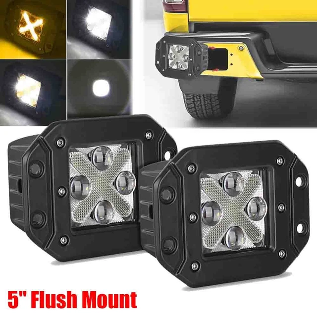 2X 5" Flush Mount LED Work Light Bar Rear Bumper Reverse Pods Driving 4-Row 12V