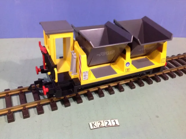 (K221) playmobil wagon double godet jaune et gris ref 4116 train