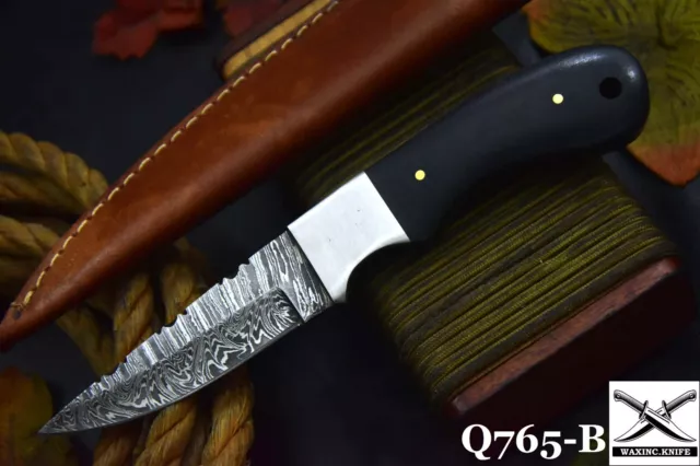 Custom 8.1"OAL Hand Forged Damascus Steel Hunting Knife Handmade (Q765-B)