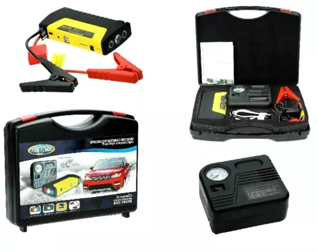 JUMP STARTER Avviatore emergenza PORTATILE Auto Batteria COMPRESSORE Power Bank