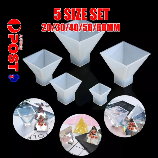 5pcs Pyramid Silicone Mold Resin Jewelry Making Candle Mould Pendant Craft DIY E