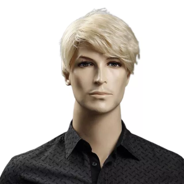 Light Blonde Short Hairstyles Men's Natural Straight 100% Human Hair Wig 6 Inch