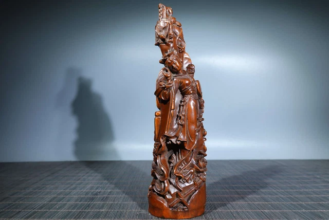 Chinese Natural Boxwood Hand-carved Exquisite Beauty Statues  AC1017