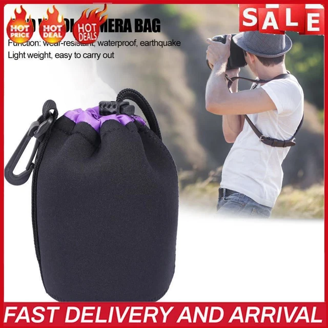 Neoprene Camera Lens Pouch Drawstring Waterproof Shockproof Soft Bag (M)