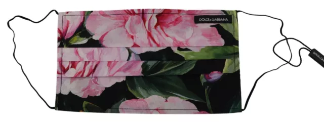 DOLCE & GABBANA Maschera viso nero floreale a pieghe cinturino elastico taglia unica 80usd