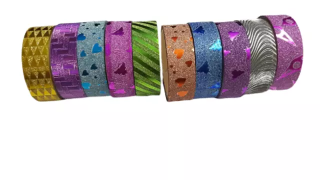 10 Rolls Glitter Washi Tape Set, Washi Masking Decorative Tapes for DIY Decor