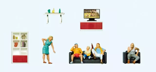 Preiser 10649  HO SCALE LIVING ROOM SCENE (5) EXCLUSIVE FIGURE SET