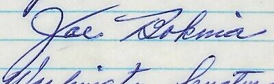 Joe Bokina 1936 Washington SENATORS Signed Autographed 3x5 Index Card (d.1991) 2