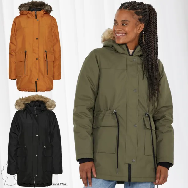 NOISY MAY Women Long Parka Coat Winter Jacket Blouson with Hood NMMOLLY