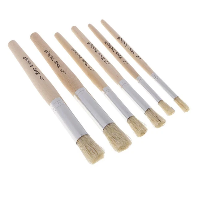 6pcs tondo manico in legno pittura a olio acrilico pennello pennelli
